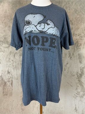 Peanuts Snoopy 'Nope Not Today' Graphic Tee Blue Unisex M